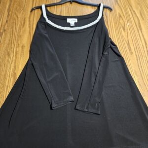 Joseph Ribkoff Cold Shoulder Long Sleeve Top with Silver Trim